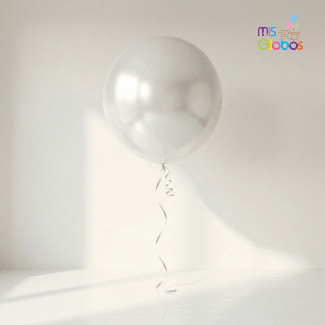 Globo de látex blanco metal en tamaño R24 de 60 cm