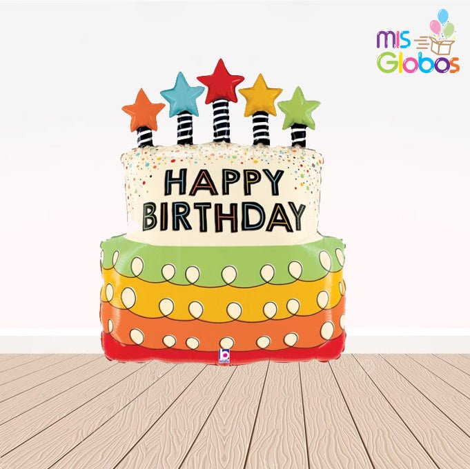 Globo Happy Birthday Tarta de Estrellas - Mis Globos