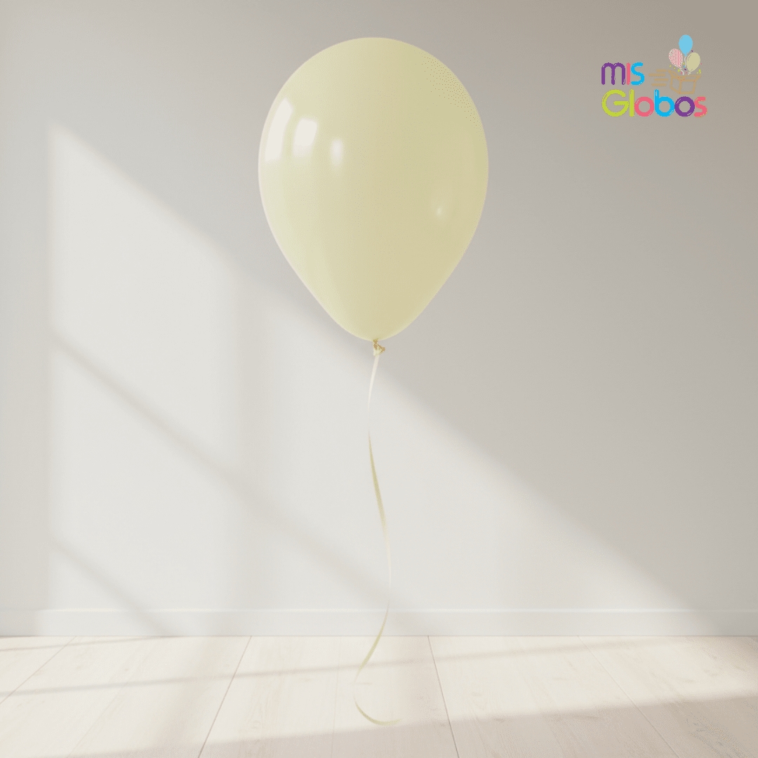 Globo Latex Amarillo Pastel hinchado con Helio por unidades.
