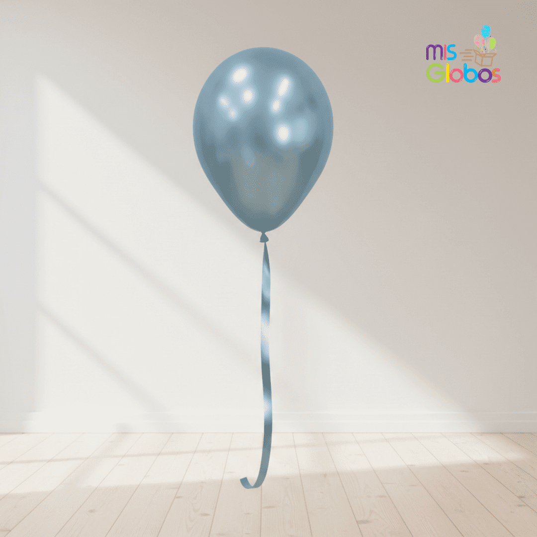 Globo Latex Azul Ártico Silk hinchado con Helio por unidades.