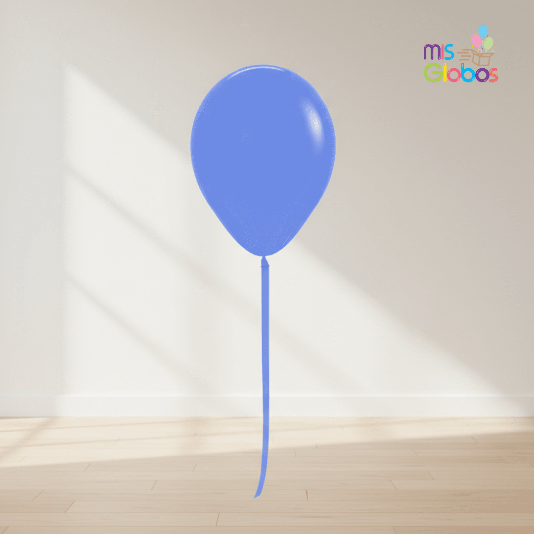 Globo Latex Azul Hortensia mate hinchado con Helio por unidades.