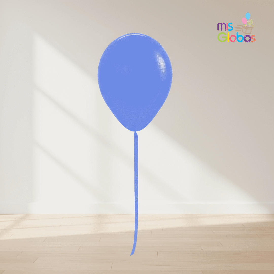 Globo Latex Azul Hortensia mate hinchado con Helio por unidades.