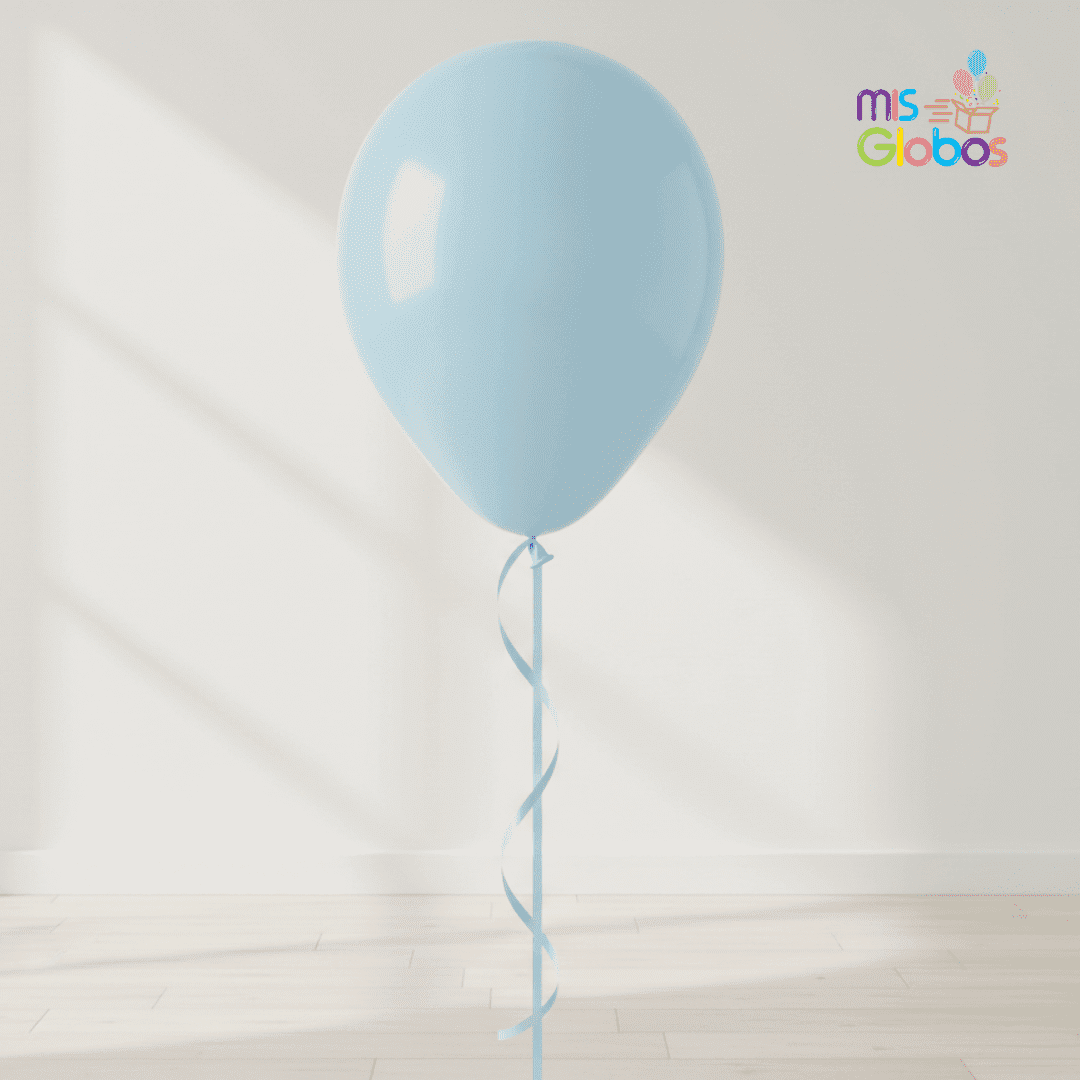 Globo Latex Azul Pastel hinchado con Helio por unidades.