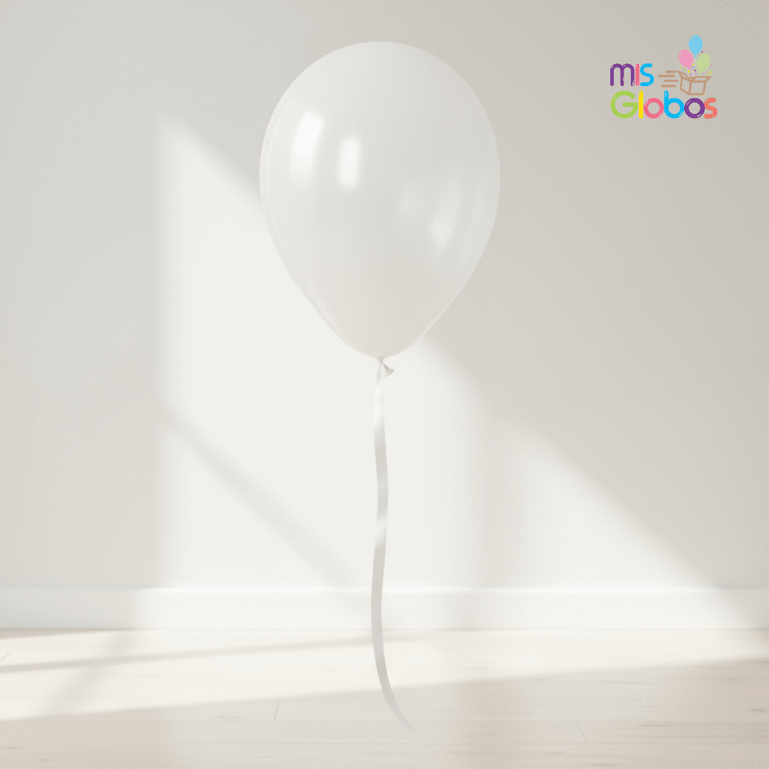 Globo Latex Blanco mate hinchado con Helio por unidades.
