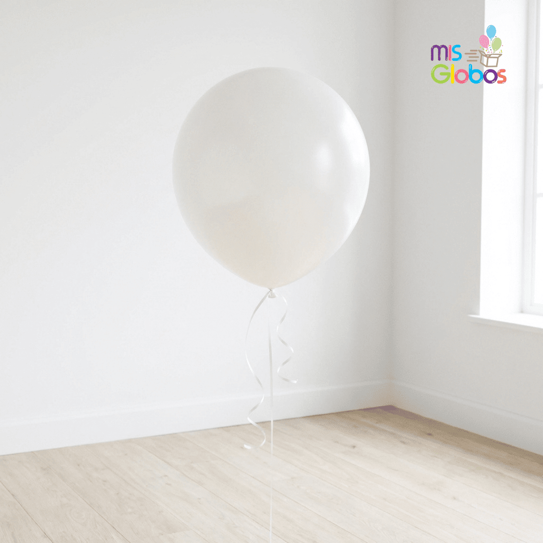 Globo Latex Blanco Metal hinchado con Helio por unidades. - Mis Globos
