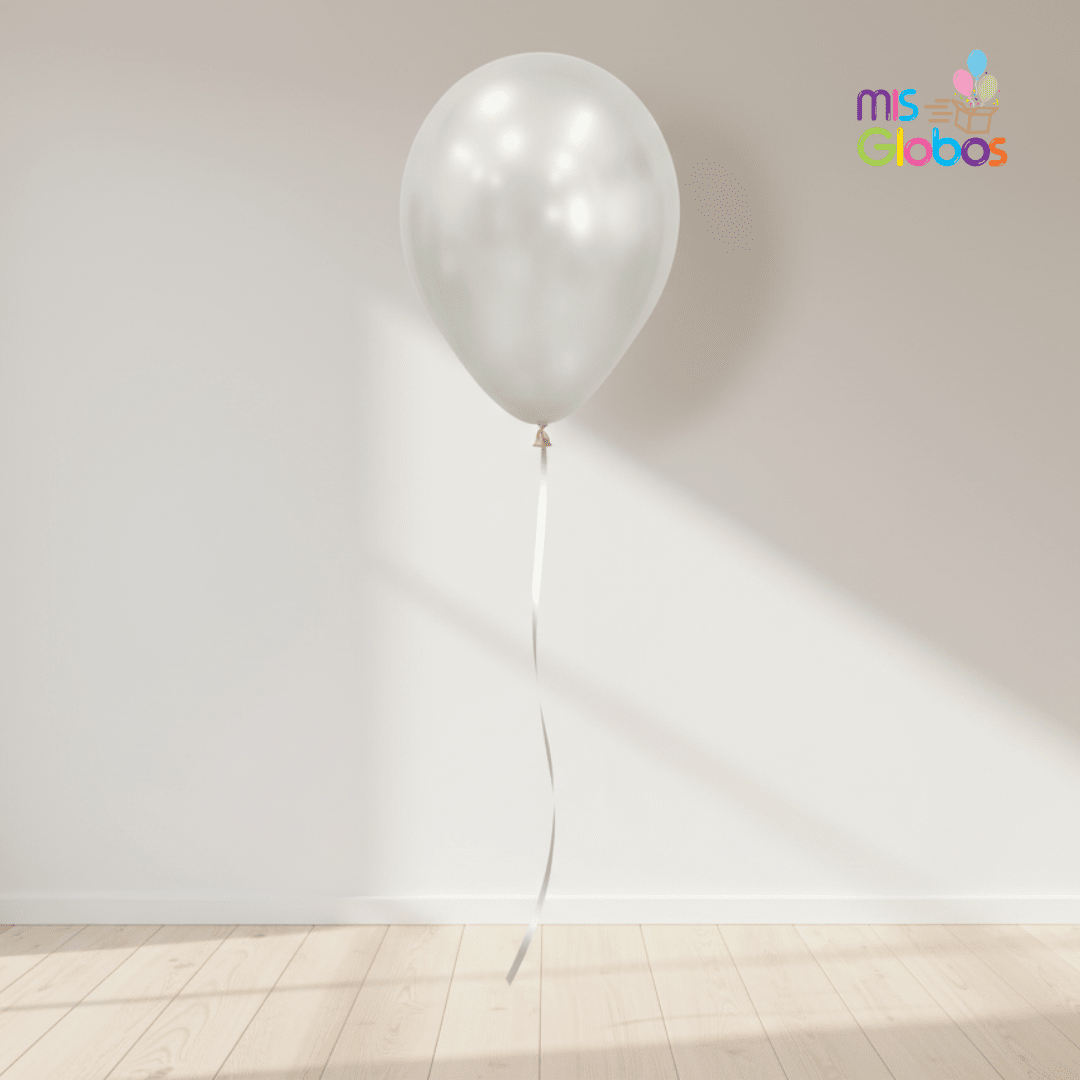 Globo Latex Blanco Nácar Silk hinchado con Helio por unidades.