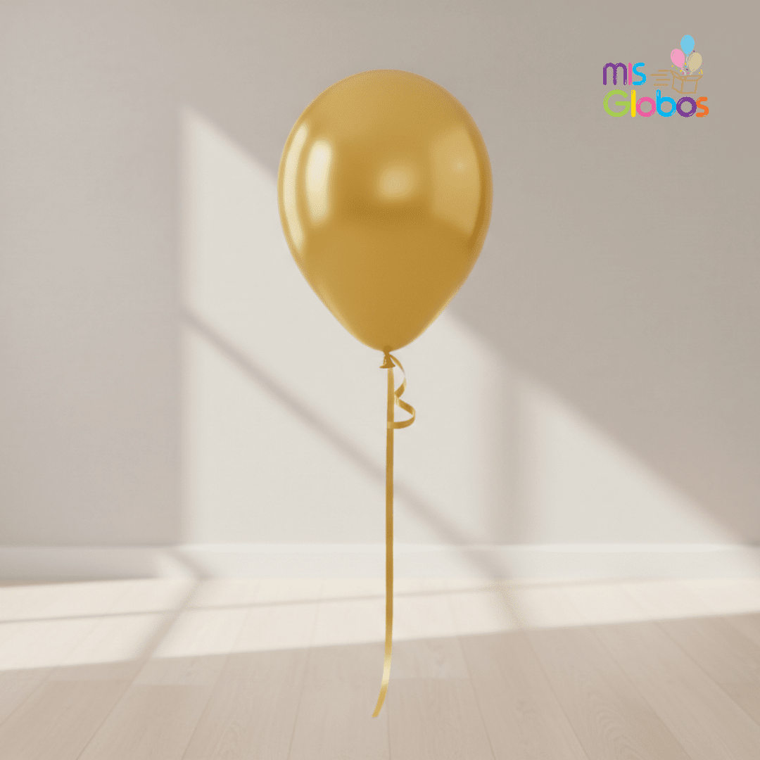 Globo Latex Dorado Metal hinchado con Helio por unidades.