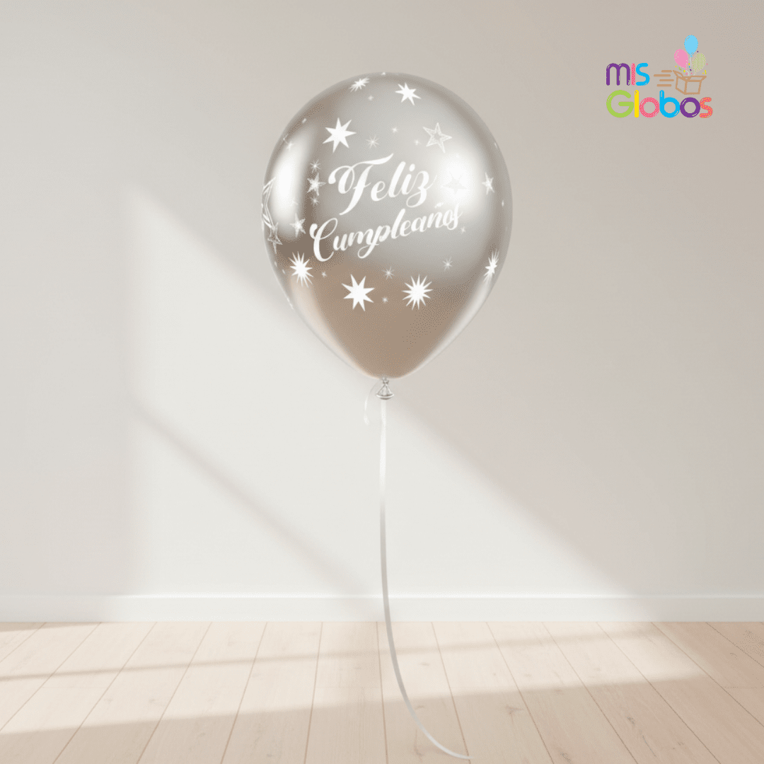 Globo látex Feliz Cumpleaños Destellos Elegante - Mis Globos