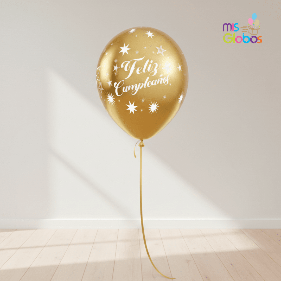 Globo látex Feliz Cumpleaños Destellos Elegante - Mis Globos