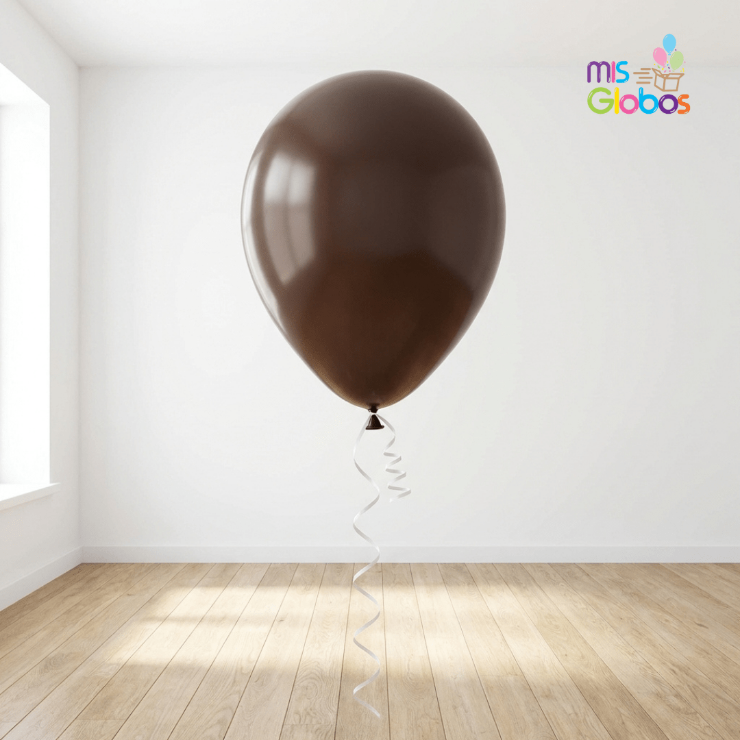 Globo Latex Marrón mate hinchado con Helio por unidades. - Mis Globos
