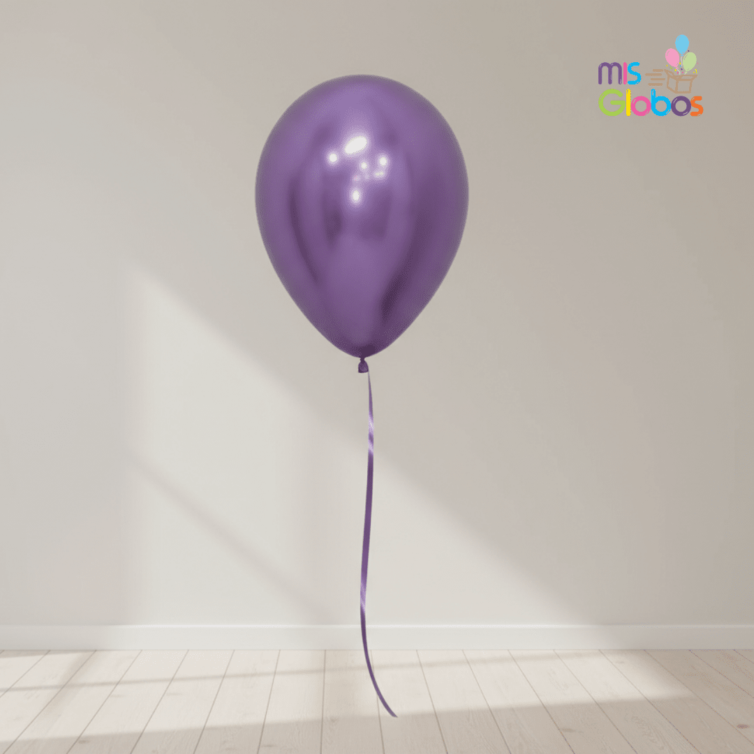 Globo Latex Morado Cromado hinchado con Helio por unidades.