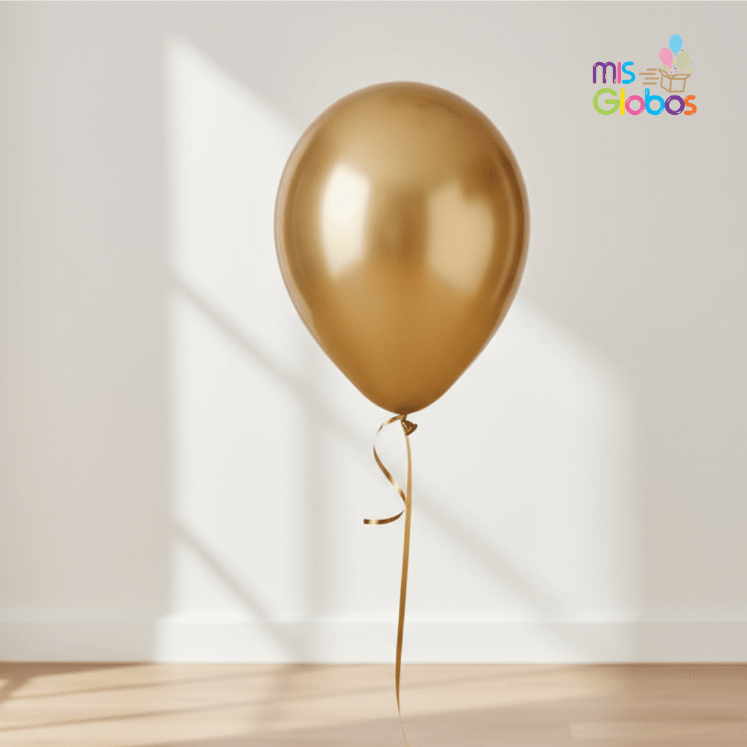 Globo Latex Oro Cromado hinchado con Helio por unidades.