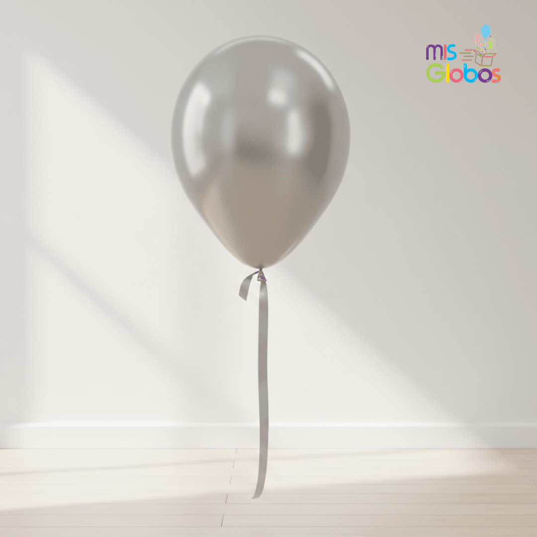 Globo Latex Plata Metal hinchado con Helio por unidades.