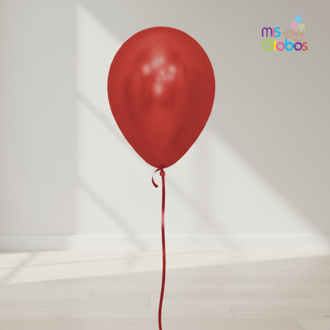 Globo Latex Rojo Cromado hinchado con Helio por unidades.