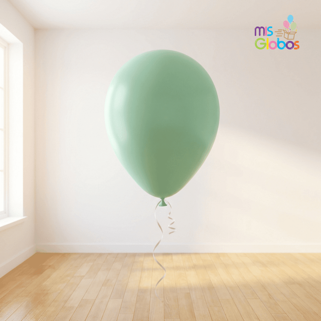 Globo Latex Té verde mate hinchado con Helio por unidades. - Mis Globos