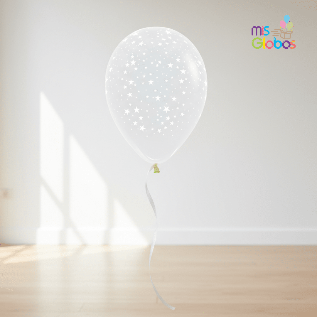 Globo látex Transparente con estrellas