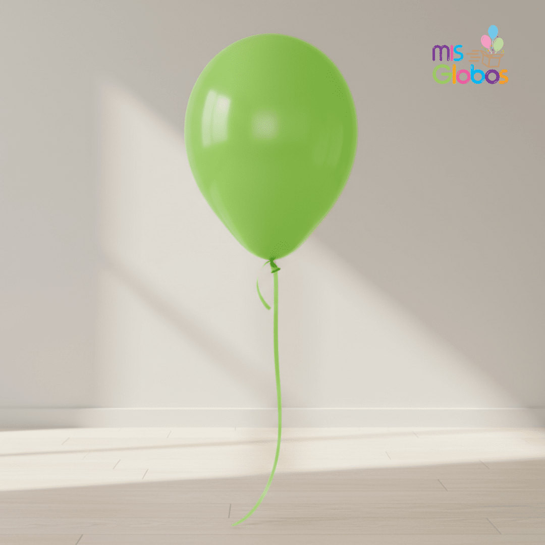 Globo Latex Verde Lima mate hinchado con Helio por unidades.