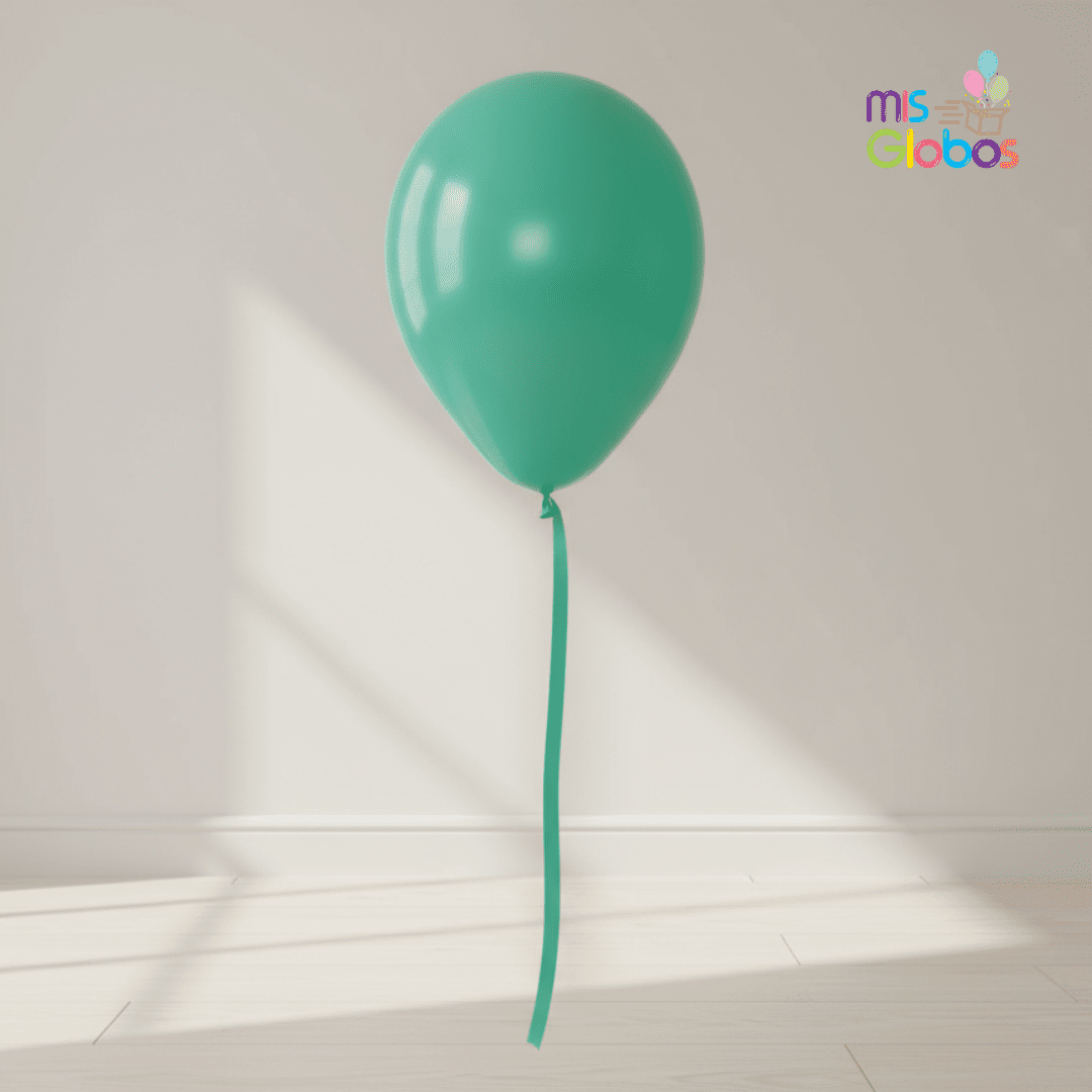 Globo Latex Verde mate hinchado con Helio por unidades.