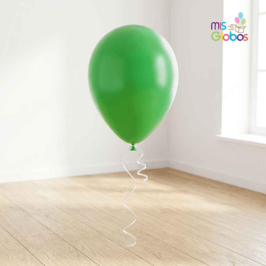 Globo Latex Verde Trébol mate hinchado con Helio por unidades. - Mis Globos