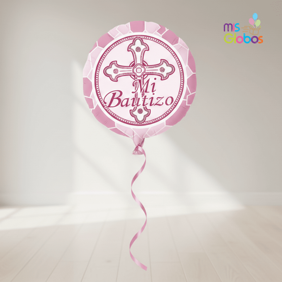 Globo Mylar Bautizo rosa classic