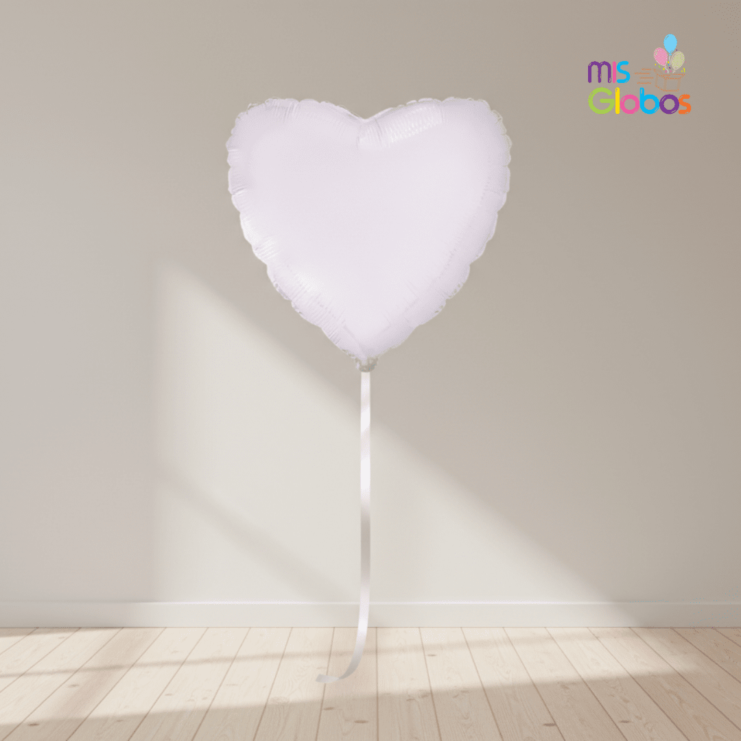 Globo Mylar Corazón Blanco 45 Cm