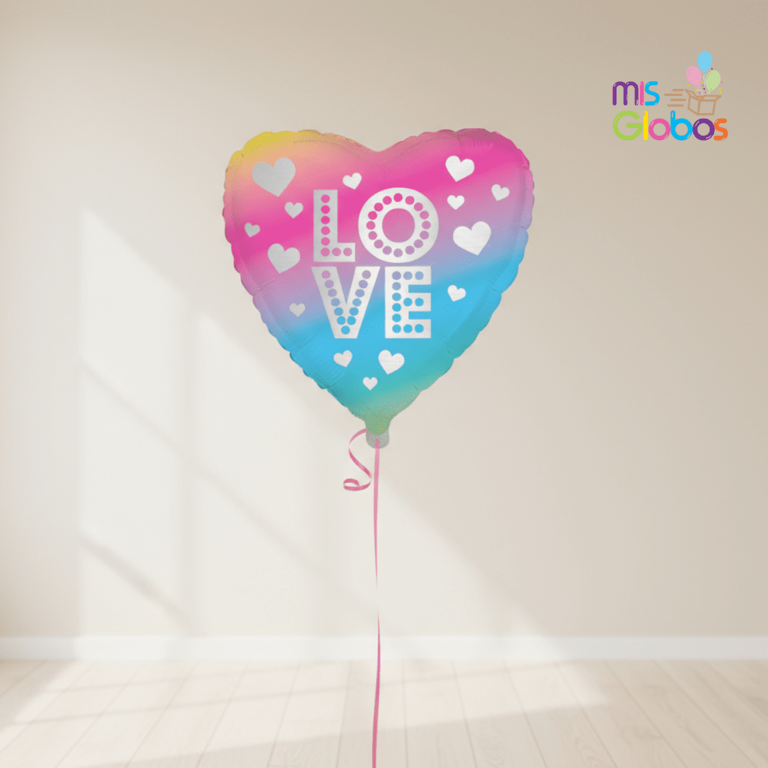 Globo mylar corazón LOVE degradado