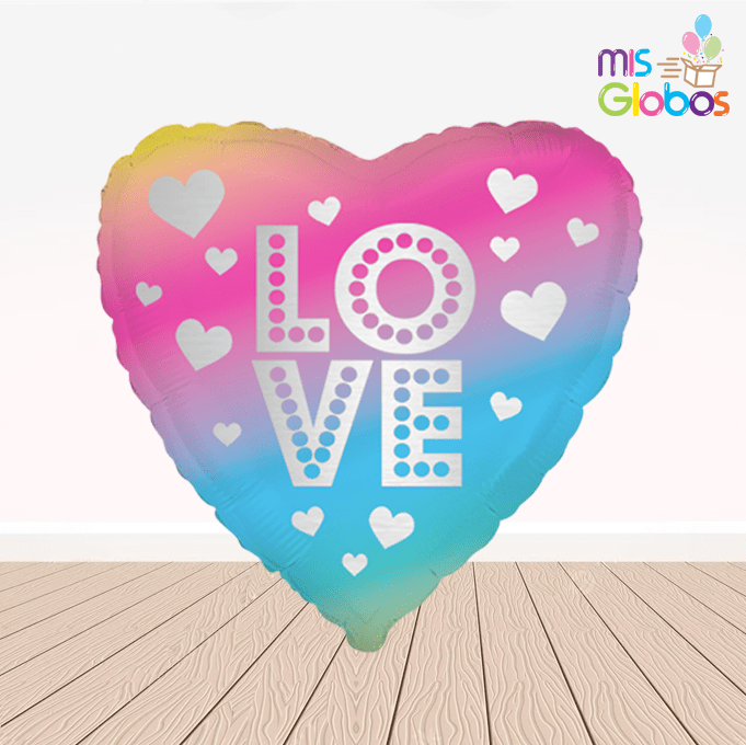Globo mylar corazón LOVE degradado