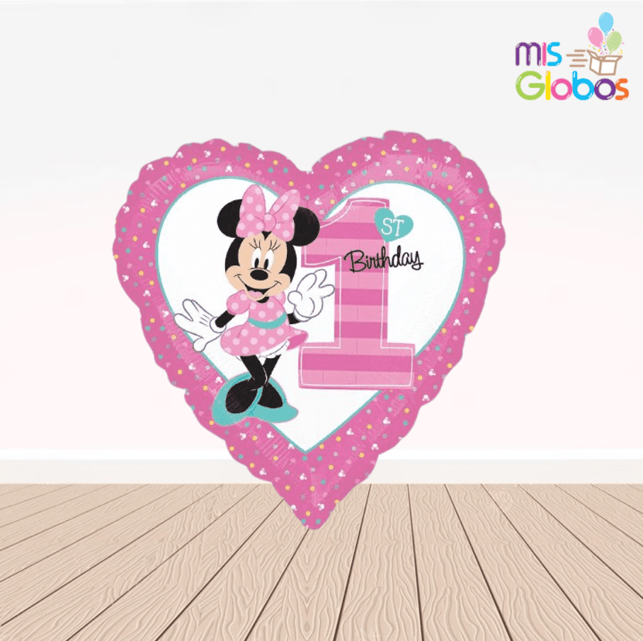Globo Mylar Corazón Minnie1º añito.