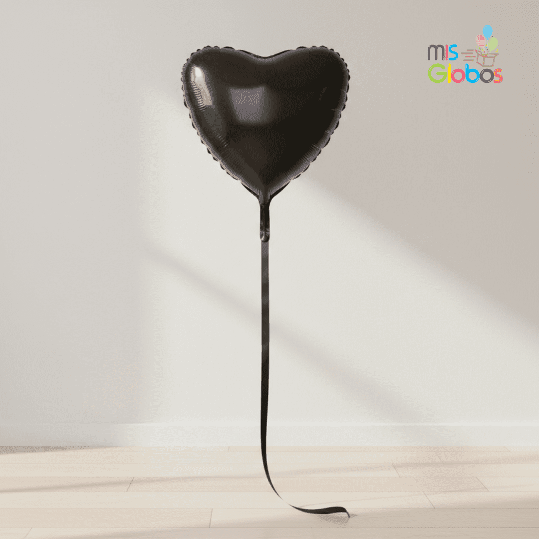 Globo Mylar Corazón Negro 45 Cm