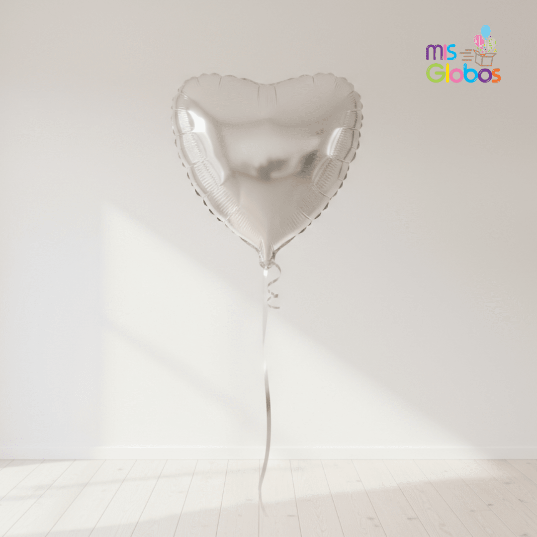Globo Mylar Corazón Plata 81 cm