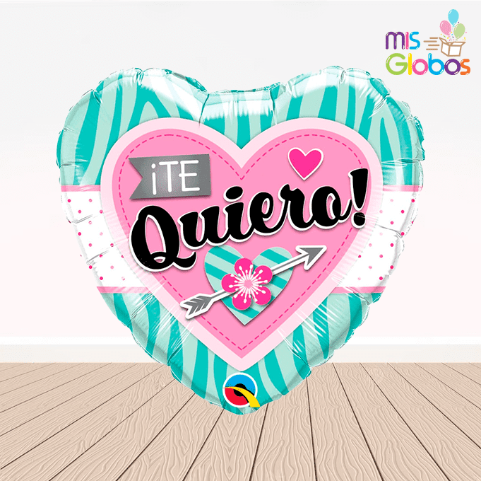 Globo mylar corazón Te quiero verde y rosa