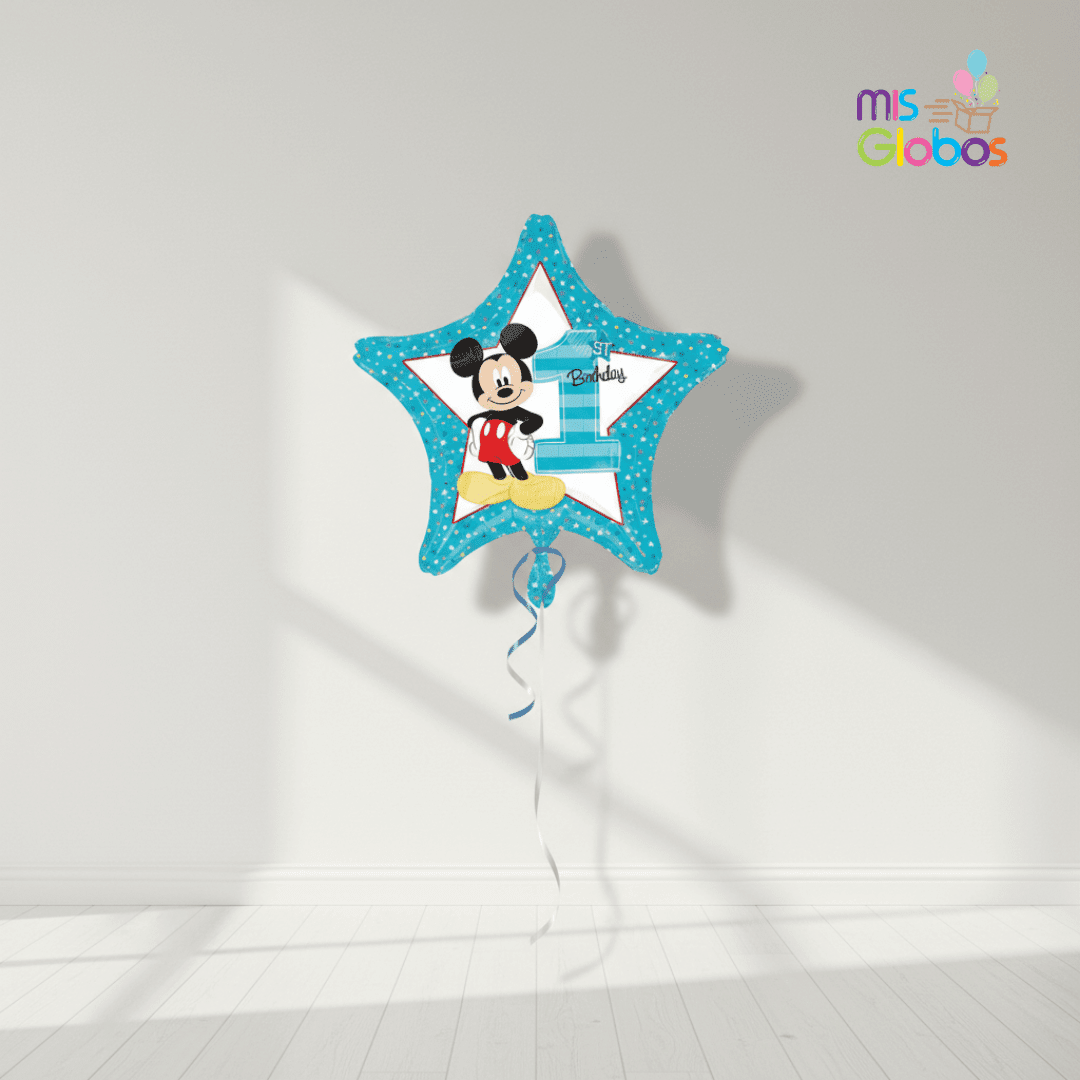 Globo Mylar estrella Mickey 1er Cumple - Mis Globos