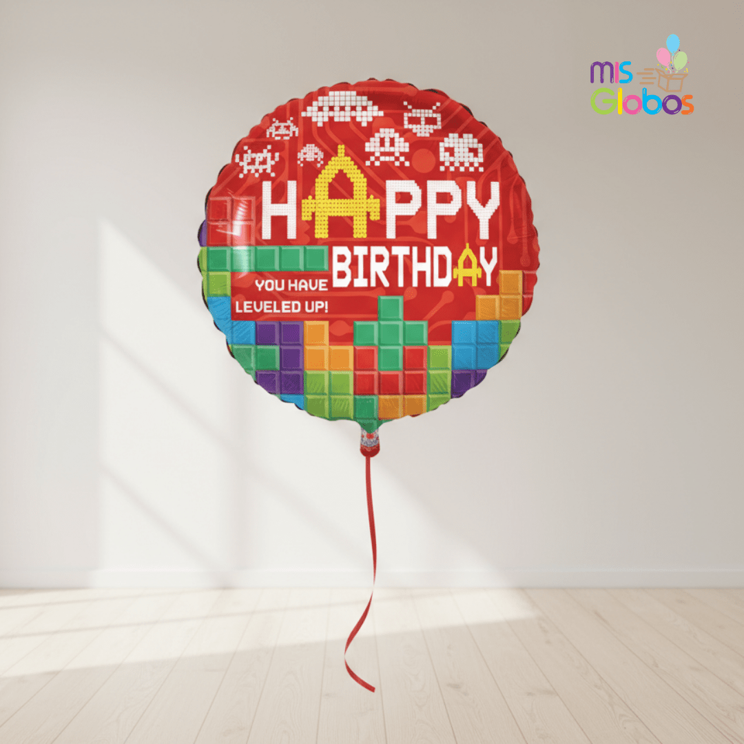 Globo mylar Happy Birthday Bricks