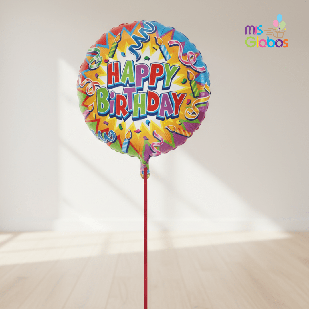 Globo mylar Happy Birthday Candles
