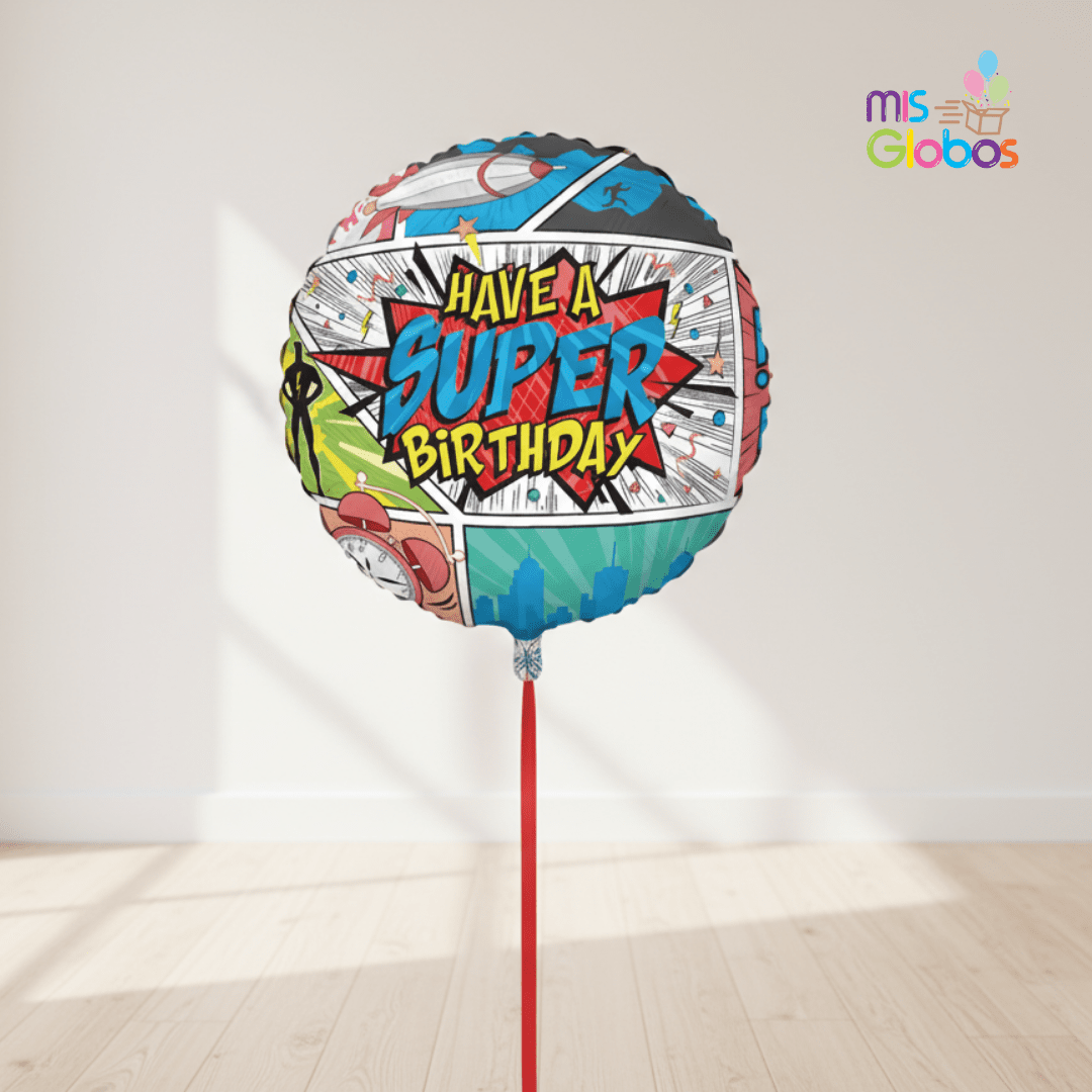 Globo mylar Happy Birthday Comic