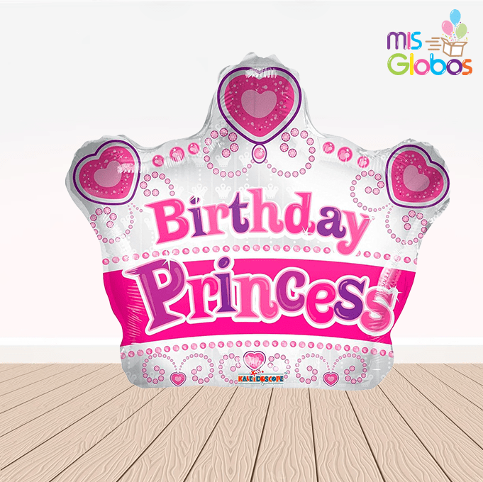 Globo mylar Happy Birthday corona Princess