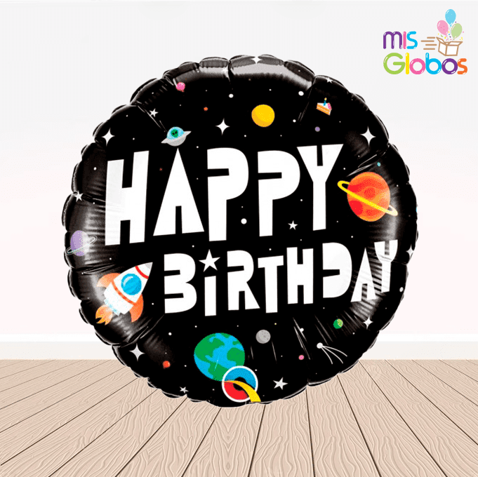 Globo mylar Happy Birthday Espacio