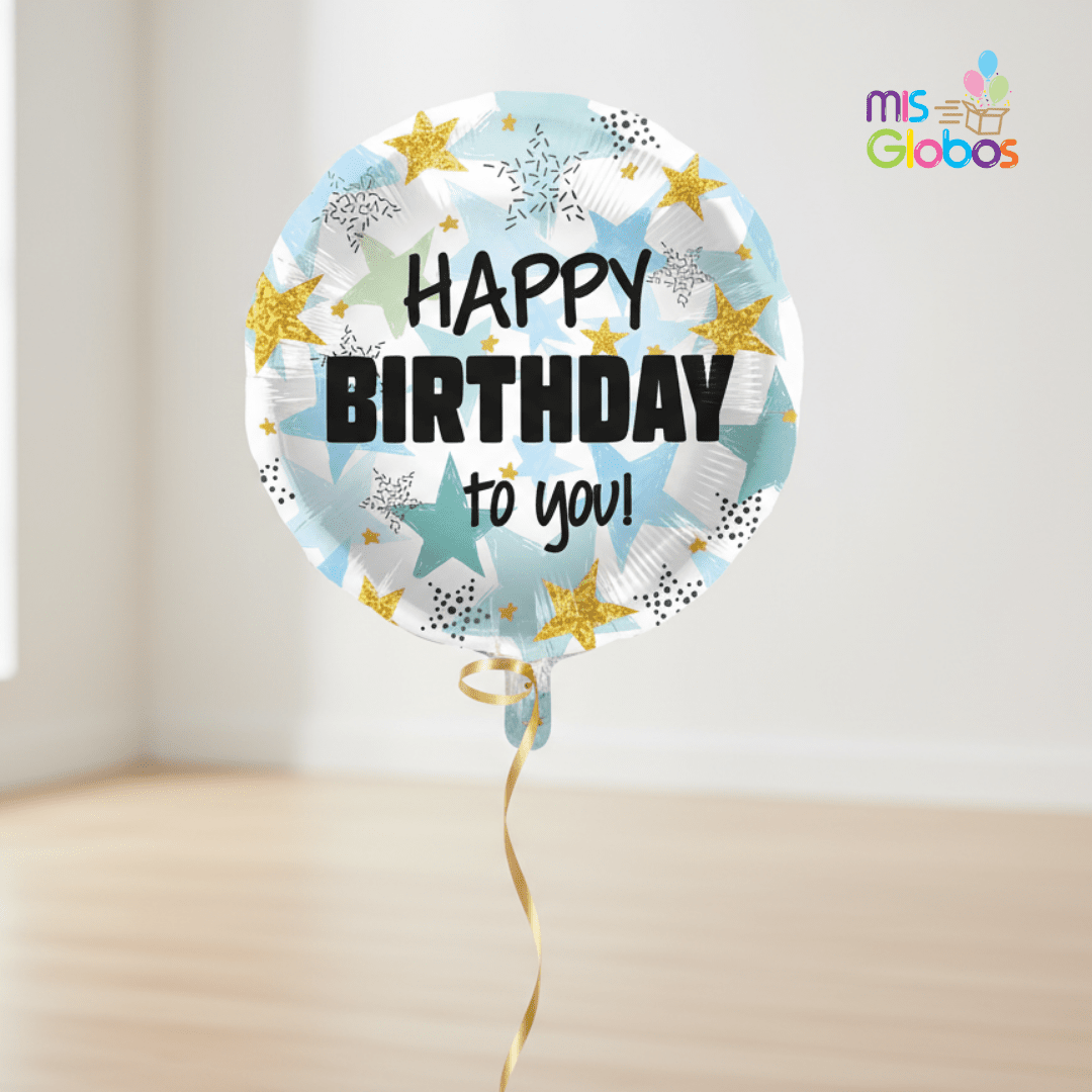 Globo mylar Happy Birthday Estrellitas