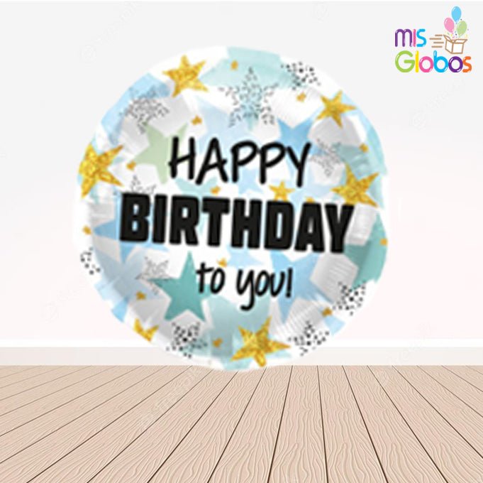 Globo mylar Happy Birthday Estrellitas - Mis Globos