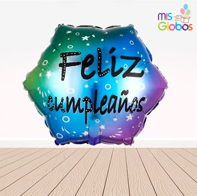 Globo mylar hexágono Feliz Cumpleaños - Mis Globos