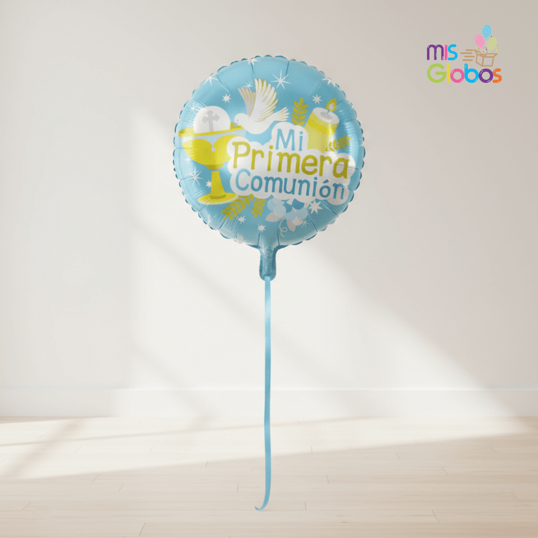 Globo Mylar Mi Primera Comunión azul clásico