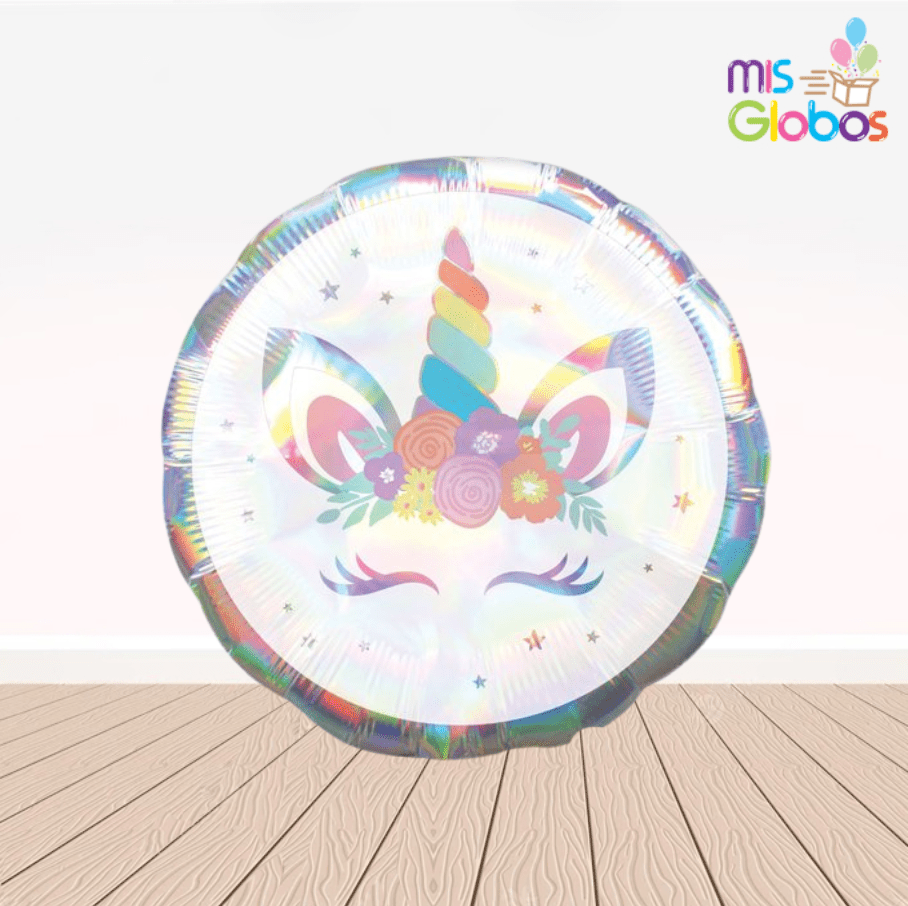 Globo Mylar Unicornio Iridiscente de 45 cm.