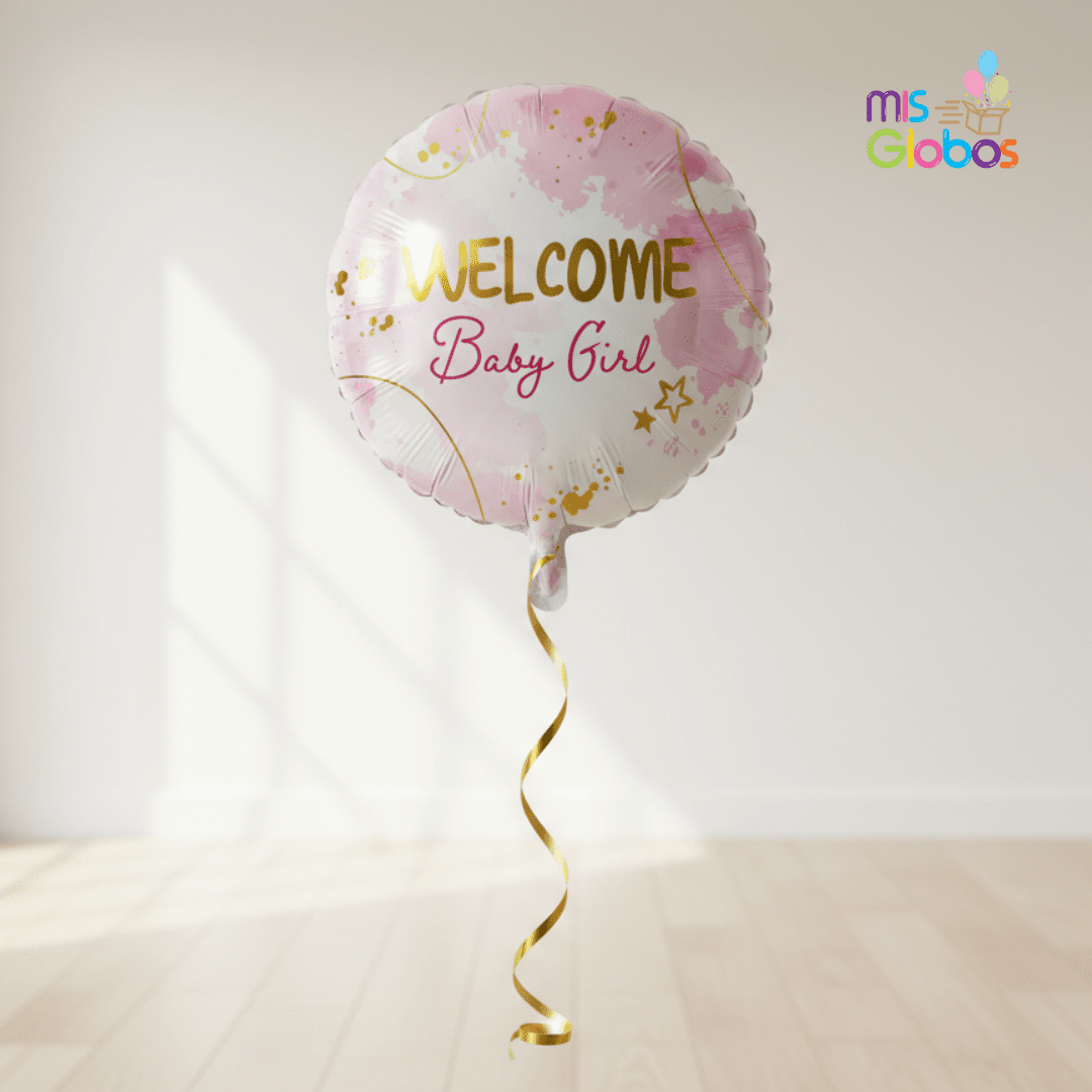 Globo Mylar Welcome Baby Girl