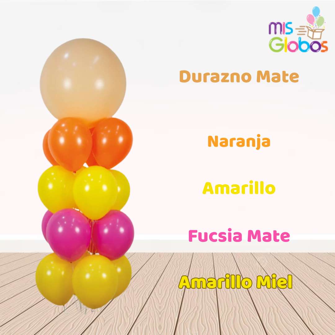 Globo Durazno carne mate hinchado con Helio por unidades.