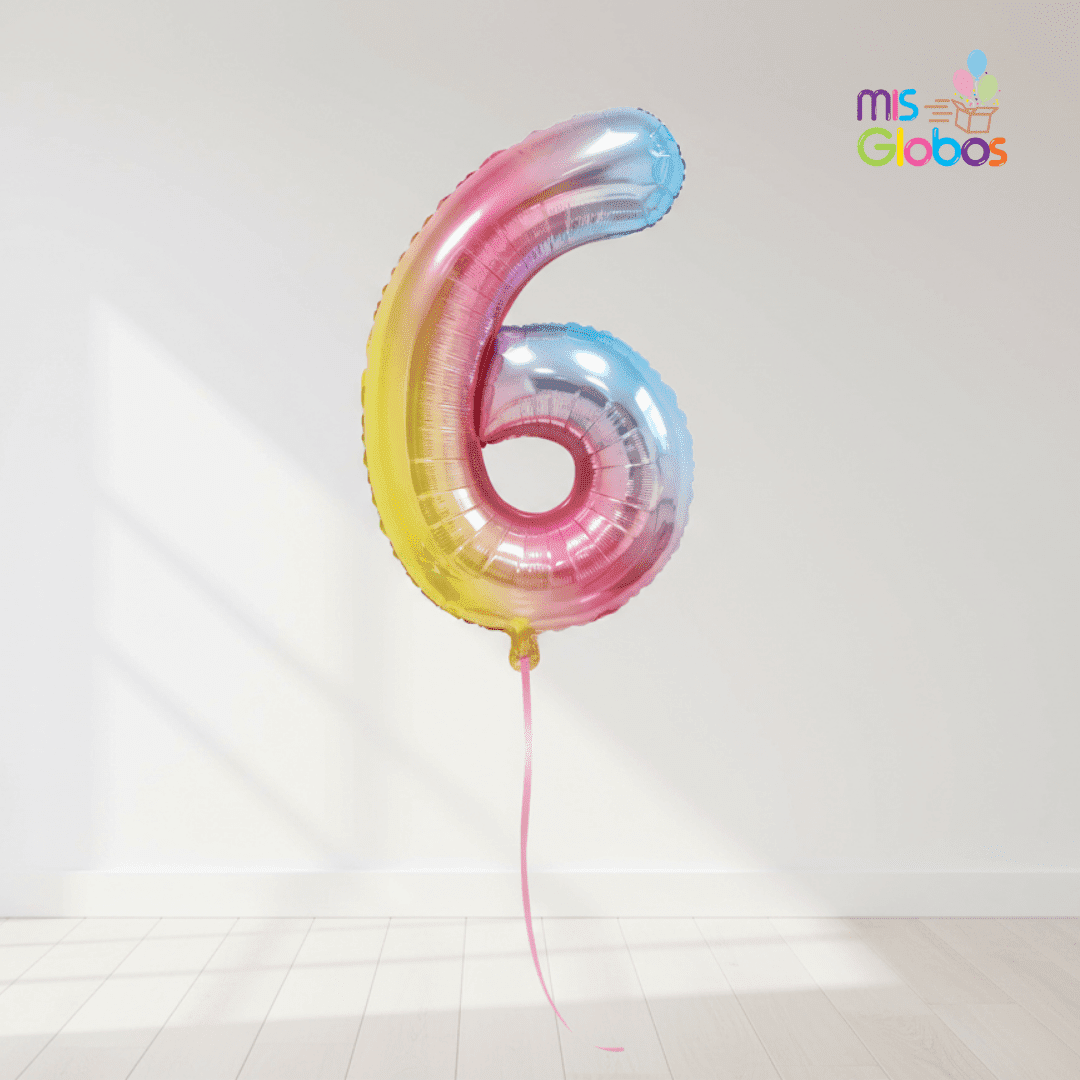 Globo Número Degradado Pastel 86 Cm