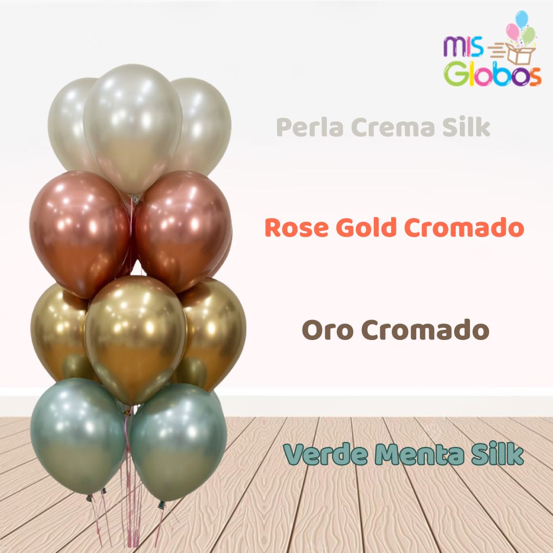 Globo Rose Gold Cromado hinchado con Helio por unidades.