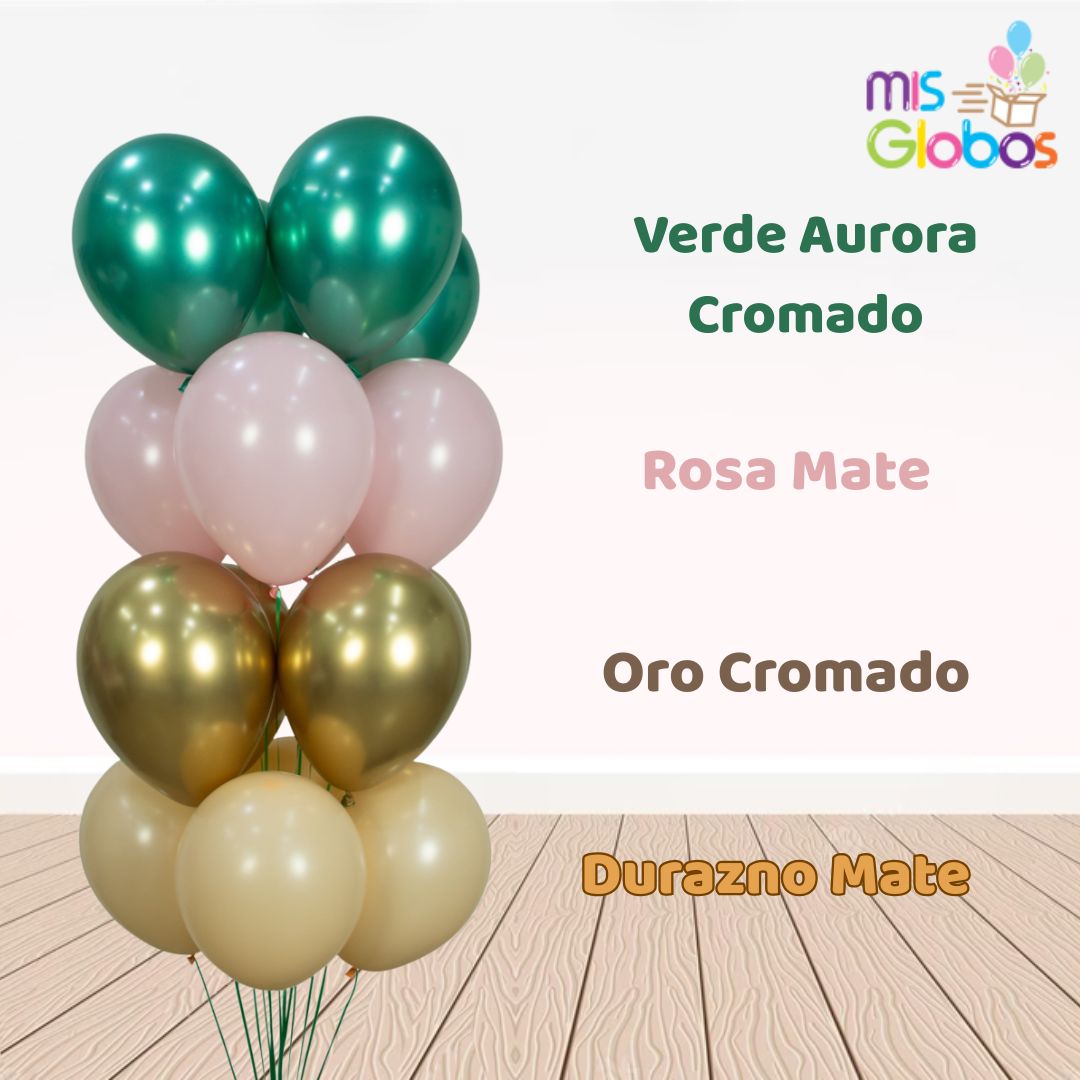 Globo Durazno carne mate hinchado con Helio por unidades.