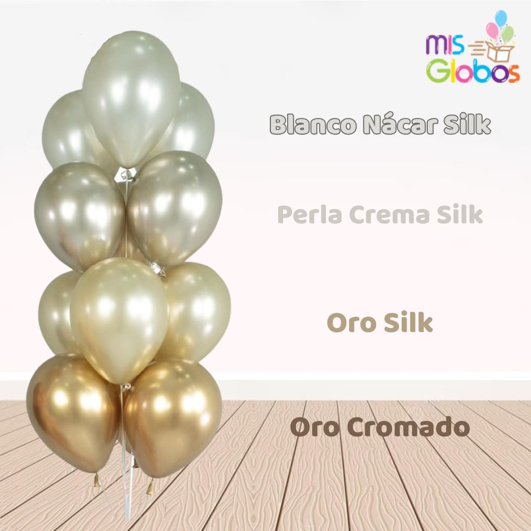 Globo Perla Crema Silk hinchado con Helio por unidades.