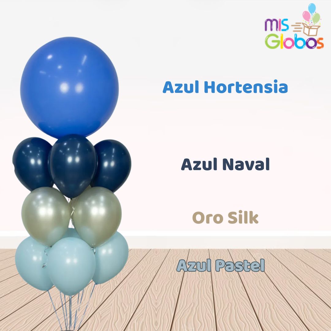 Globo Azul Hortensia mate hinchado con Helio por unidades.