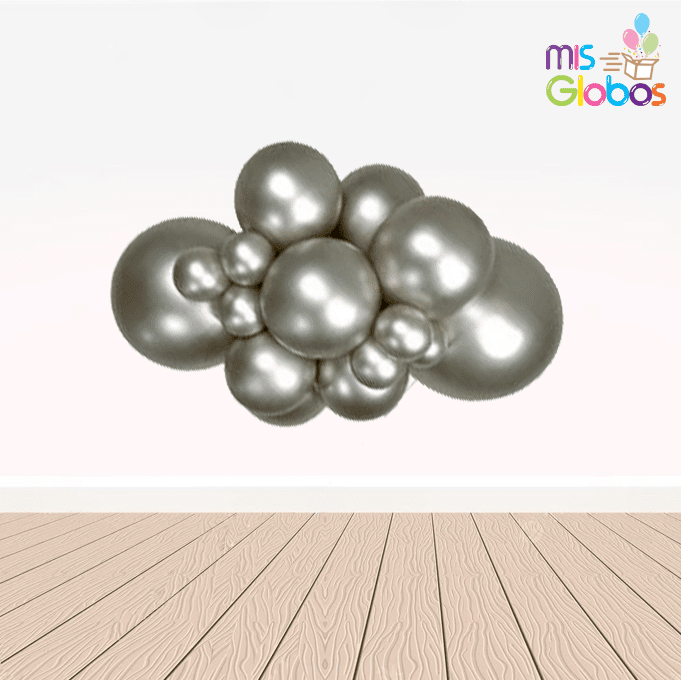 Globo Plata Cromado hinchado con Helio por unidades.
